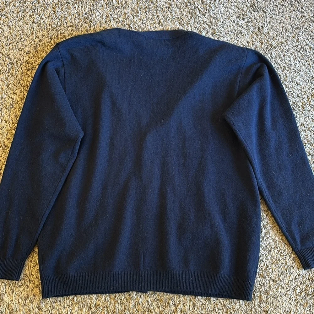 Woolovers Mens Lambswool‎ V Neck Pure Lambswool Cardigan Navy Blue Size XLarge